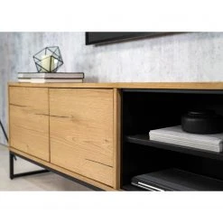 Studio Copenhagen TV-Lowboard Flox II - Echtholzfurnier / Metall - Eiche / Schwarz -Wohnzimmermöbel boutique en ligne 1000218134 211026 111417000040 DETAILS P000000001000218134