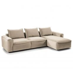 Studio Copenhagen Ecksofa Buckley II - Samt Shyla: Beige - Longchair davorstehend rechts