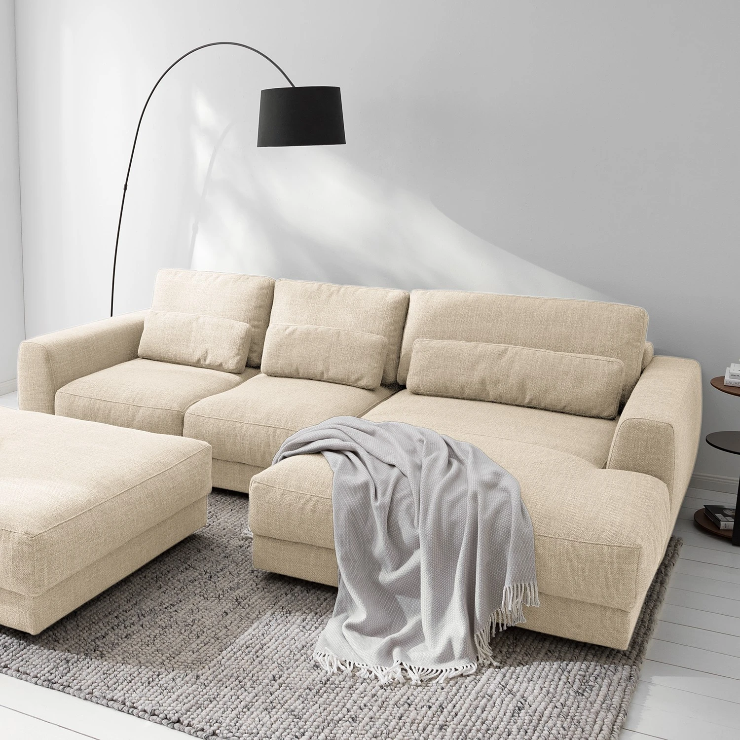 Studio Copenhagen Ecksofa Willows III - Webstoff Amila: Beige - Longchair davorstehend rechts 3 Studio Copenhagen Ecksofa Willows III - Webstoff Amila: Beige - Longchair davorstehend rechts – Bild 3