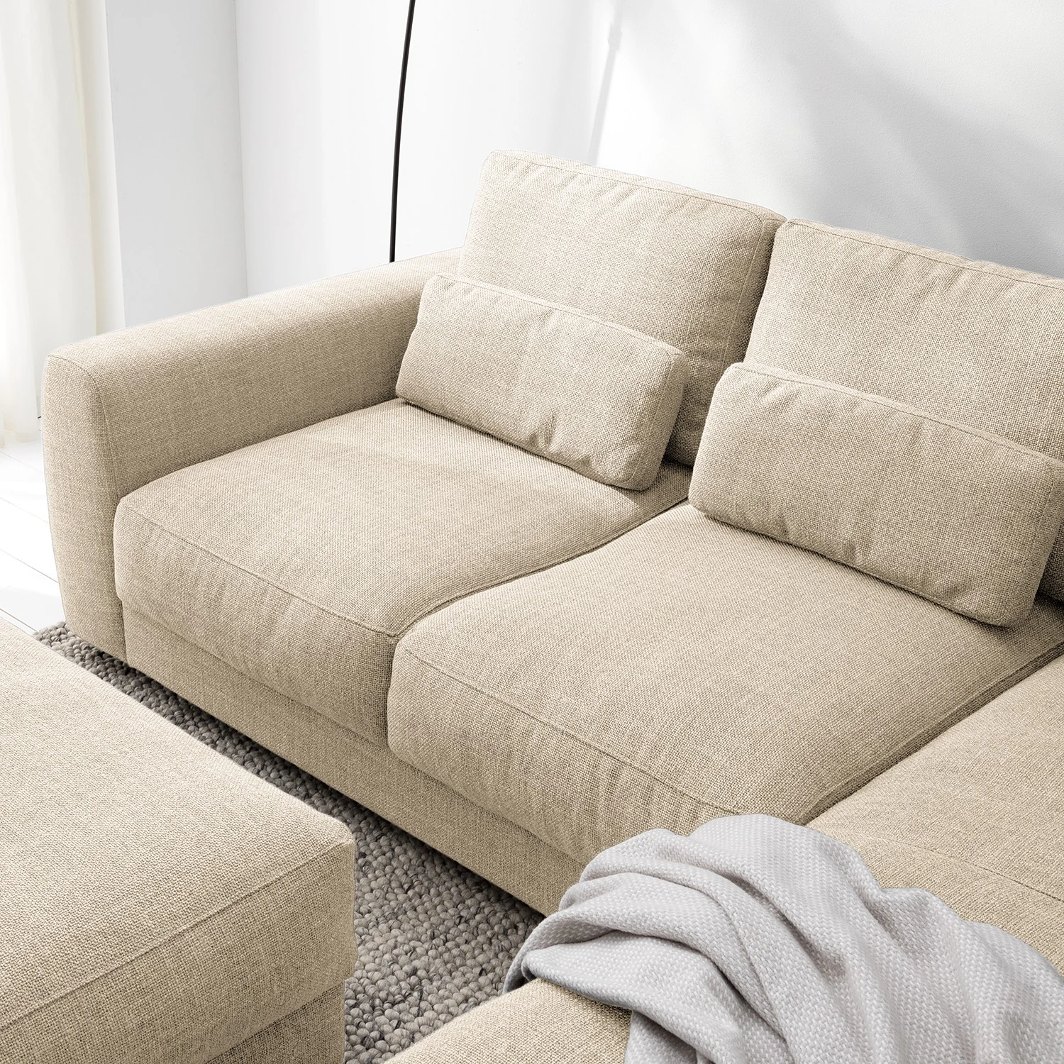 Studio Copenhagen Ecksofa Willows III - Webstoff Amila: Beige - Longchair davorstehend rechts 8 Studio Copenhagen Ecksofa Willows III - Webstoff Amila: Beige - Longchair davorstehend rechts – Bild 8
