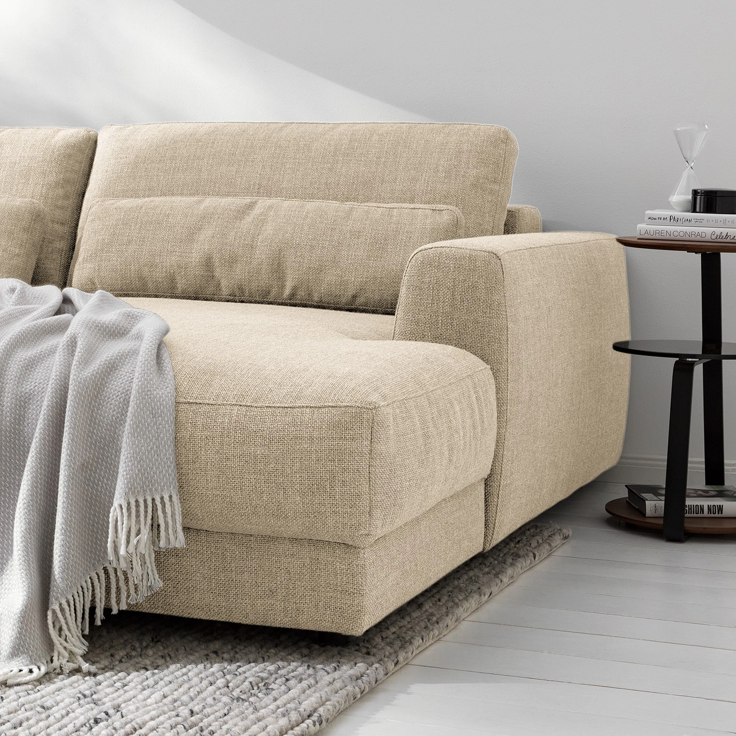 Studio Copenhagen Ecksofa Willows III - Webstoff Amila: Beige - Longchair davorstehend rechts 10 Studio Copenhagen Ecksofa Willows III - Webstoff Amila: Beige - Longchair davorstehend rechts – Bild 10