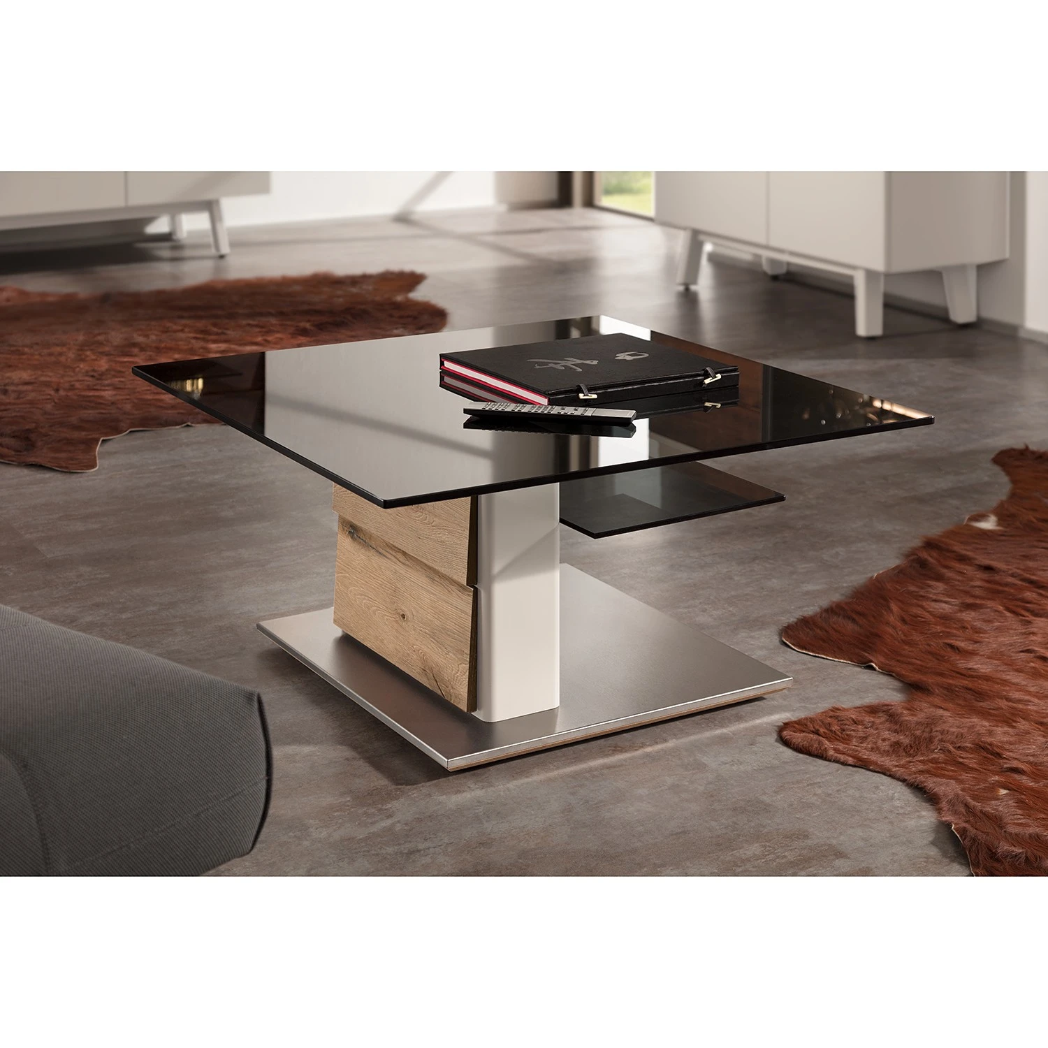 GWINNER Couchtisch Misano - Weiß / Wildeiche 2 GWINNER Couchtisch Misano - Weiß / Wildeiche – Bild 2