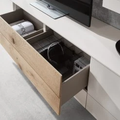 GWINNER Wohnkombination Misano II (3-teilig) - Weiß / Wildeiche - Mit Beleuchtung -Wohnzimmermöbel boutique en ligne 1000218323 200828 11272700093 DETAILS P000000001000218323