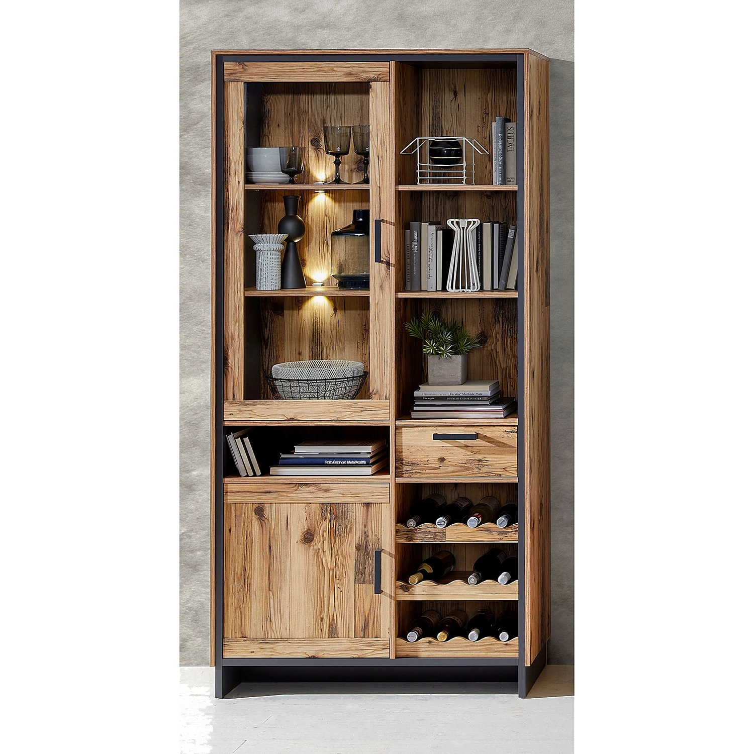 Ridgevalley Wohnwand Priay II (3-teilig) - Inkl. Beleuchtung - Lärche Dekor / Graphit 3 Ridgevalley Wohnwand Priay II (3-teilig) - Inkl. Beleuchtung - Lärche Dekor / Graphit – Bild 3