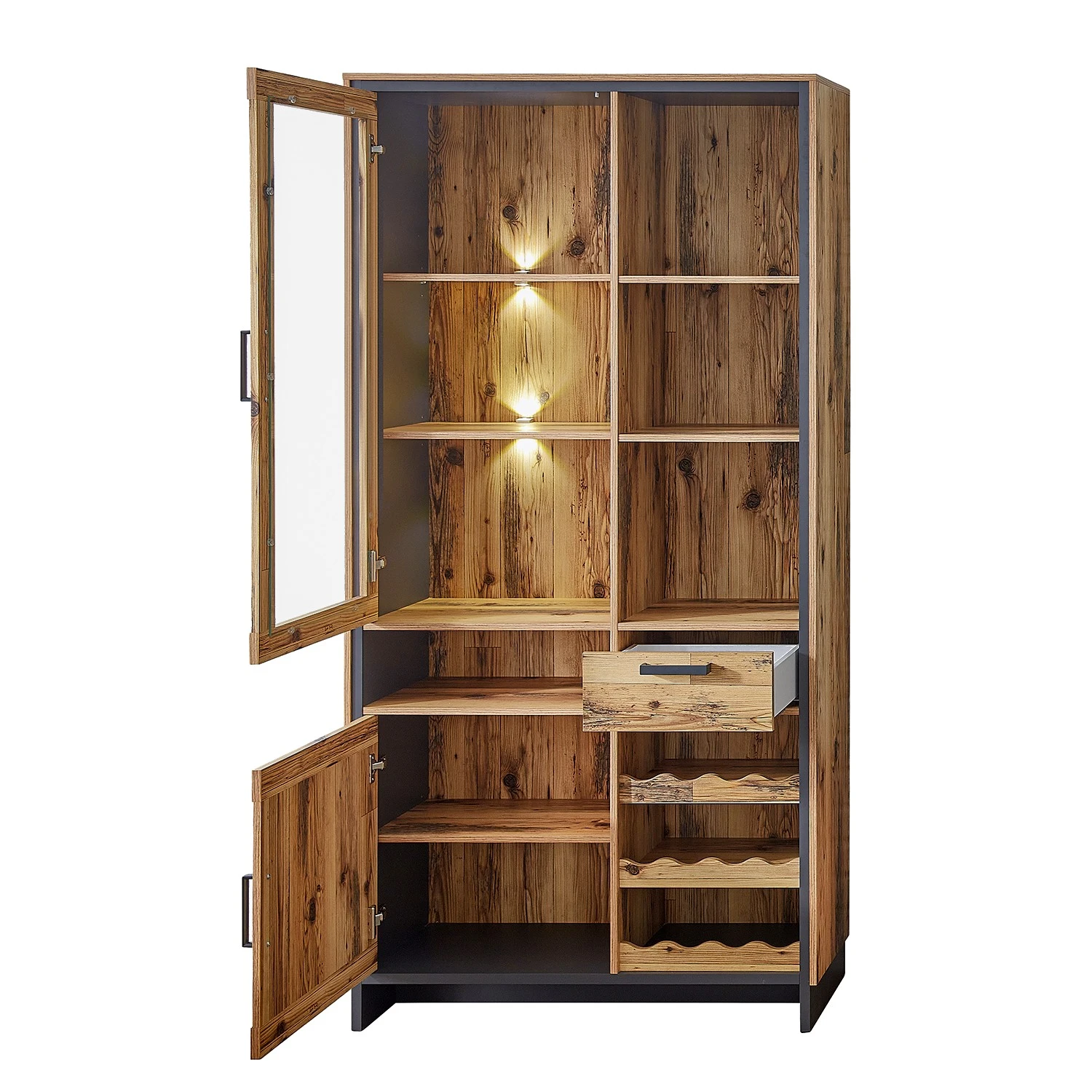 Ridgevalley Wohnwand Priay II (3-teilig) - Inkl. Beleuchtung - Lärche Dekor / Graphit 8 Ridgevalley Wohnwand Priay II (3-teilig) - Inkl. Beleuchtung - Lärche Dekor / Graphit – Bild 8