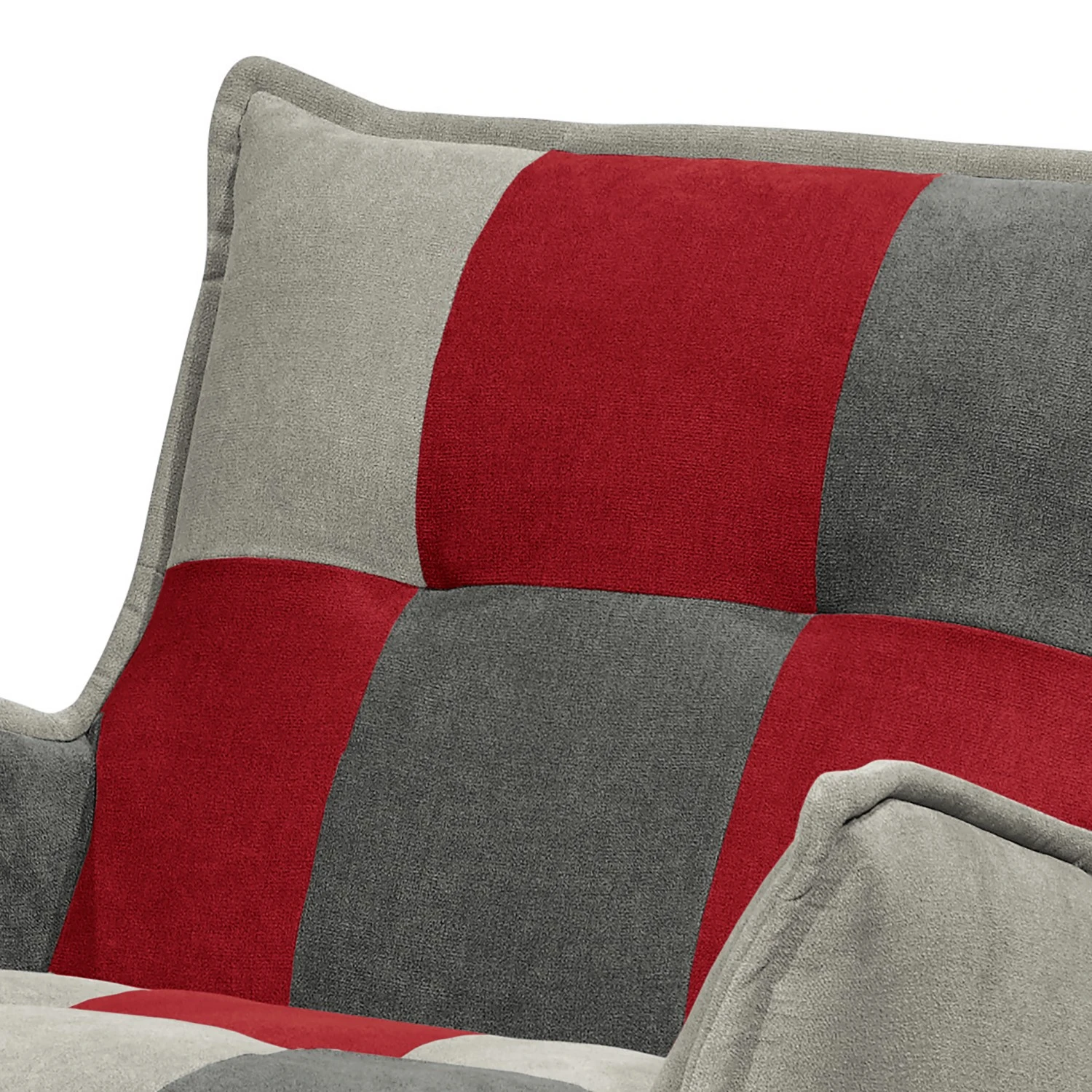 Fredriks Sessel Tutu - Microfaser - Microfaser Ranu Patchwork: Beere / Grau - Ohne Hocker - Mit Armlehnen 3 Fredriks Sessel Tutu - Microfaser - Microfaser Ranu Patchwork: Beere / Grau - Ohne Hocker - Mit Armlehnen – Bild 3