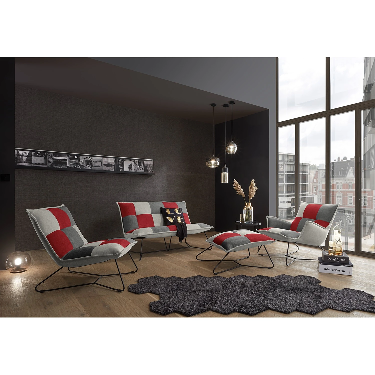 Fredriks Sofa Tutu (2-Sitzer) - Microfaser - Microfaser Ranu Patchwork: Beere / Grau 2 Fredriks Sofa Tutu (2-Sitzer) - Microfaser - Microfaser Ranu Patchwork: Beere / Grau – Bild 2