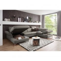 Fredriks Wohnlandschaft Glenmoore - Webstoff - Webstoff Ganum: Steingrau - Longchair davorstehend links / Ottomane rechts -Wohnzimmermöbel boutique en ligne 1000222220 201113 21115500173 MOOD DETAILS P000000001000222220 mood