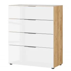 Germania Kommode Oakland I - Glas - Weiß / Eiche Navarra Dekor