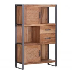 Ars manufacti Highboard Leyma - Rattan / Akazie massiv - Akazie / Anthrazit