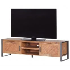 Ars manufacti TV-Lowboard Leyma - Rattan / Akazie massiv - Akazie / Anthrazit