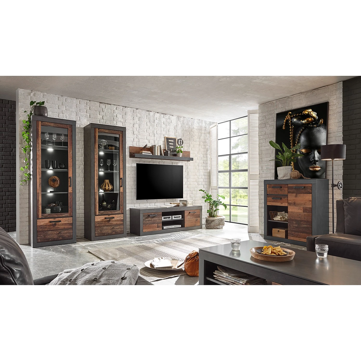 Red Living Kommode Buzan IV - Altholz Dekor / Anthrazit 4 Red Living Kommode Buzan IV - Altholz Dekor / Anthrazit – Bild 4