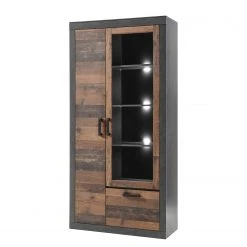 Red Living Vitrinenschrank Buzan - Altholz Dekor / Anthrazit