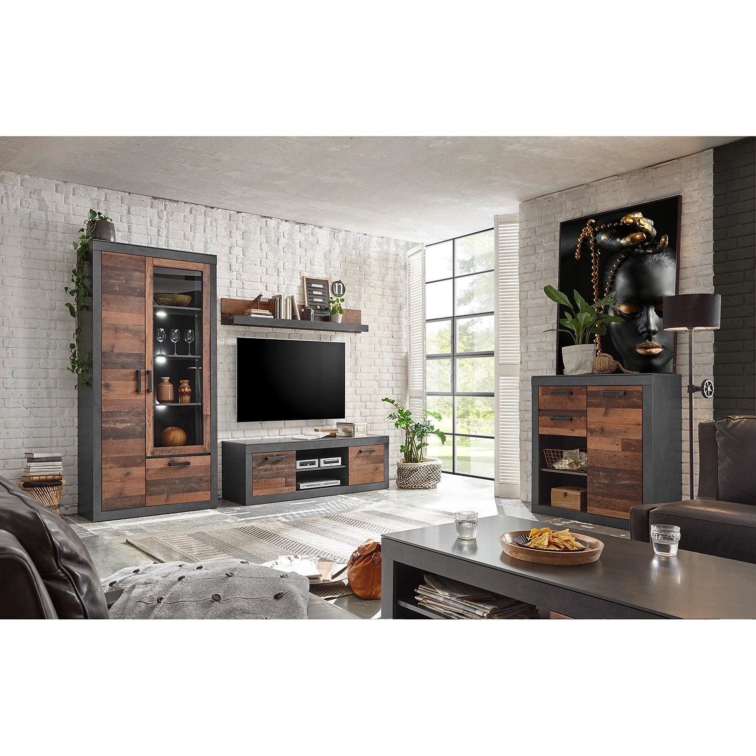 Red Living Vitrinenschrank Buzan - Altholz Dekor / Anthrazit 3 Red Living Vitrinenschrank Buzan - Altholz Dekor / Anthrazit – Bild 3