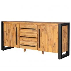 Ars manufacti Sideboard Urban Industry II - Akazie teilmassiv / Metall - Akazie / Schwarz