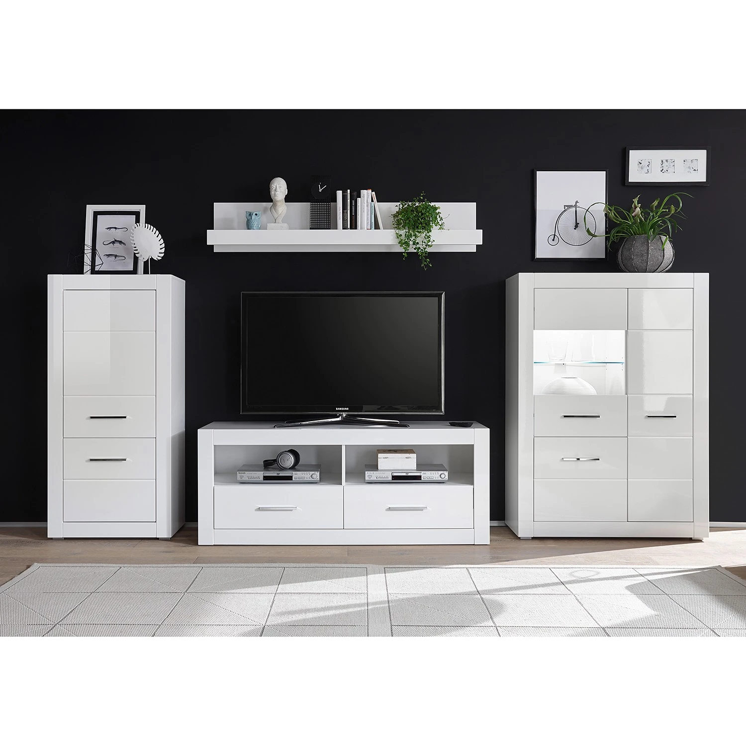 Loftscape Highboard Bricktown I - Hochglanz Weiß / Matt Weiß 2 Loftscape Highboard Bricktown I - Hochglanz Weiß / Matt Weiß – Bild 2