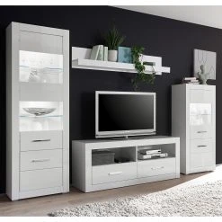 Loftscape Wohnwand Bricktown I (4-teilig) - Hochglanz Weiß / Matt Weiß -Wohnzimmermöbel boutique en ligne 1000224390 200904 12214400059 MOOD DETAILS P000000001000224390 mood