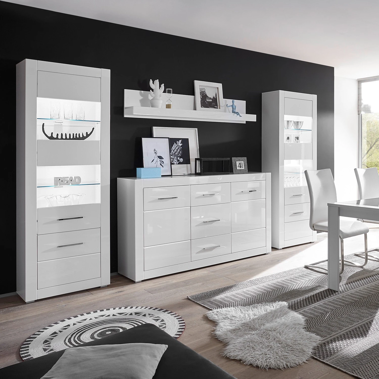 Loftscape Highboard Bricktown V - Hochglanz Weiß / Matt Weiß 2 Loftscape Highboard Bricktown V - Hochglanz Weiß / Matt Weiß – Bild 2