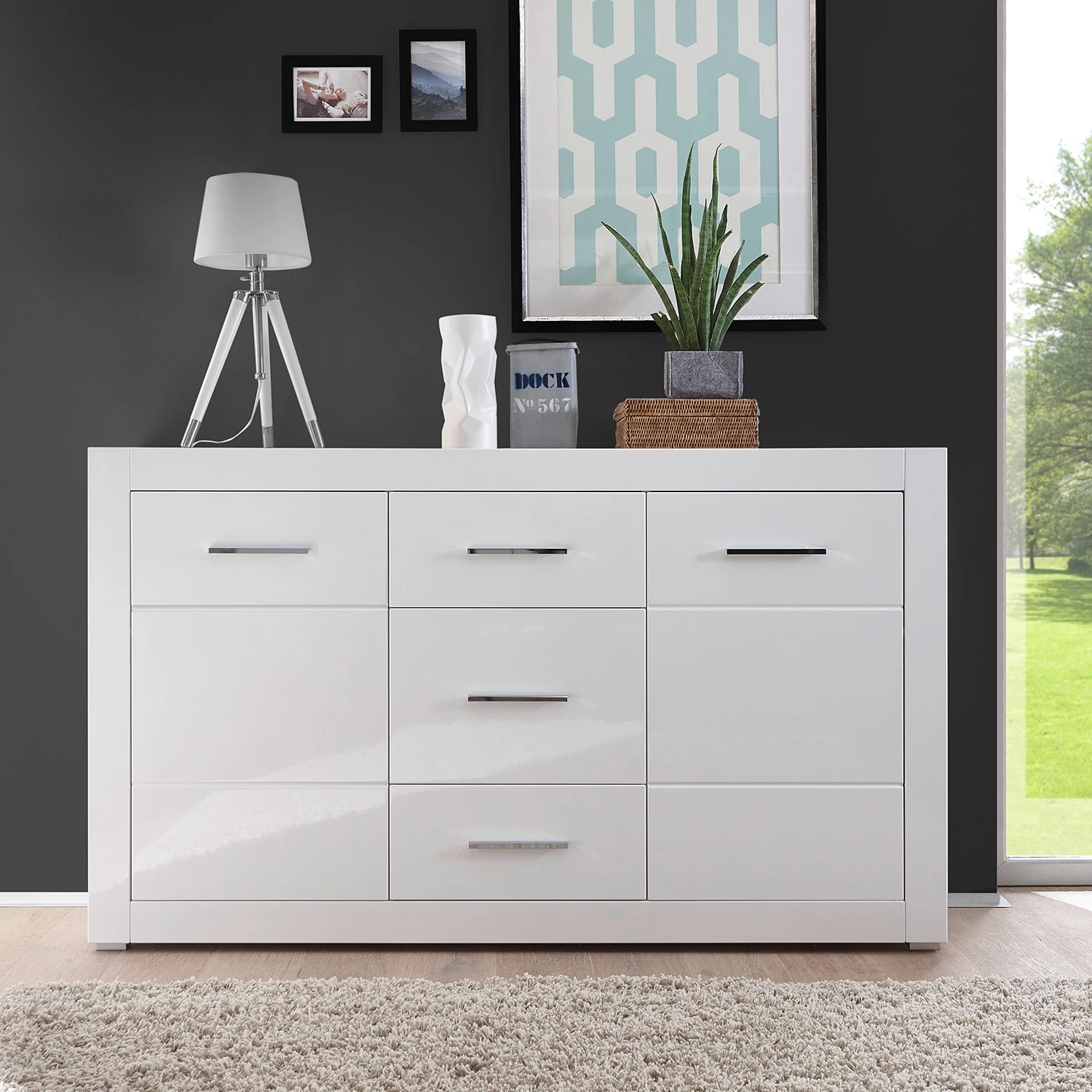 Loftscape Sideboard Bricktown II - Hochglanz Weiß / Matt Weiß 3 Loftscape Sideboard Bricktown II - Hochglanz Weiß / Matt Weiß – Bild 3