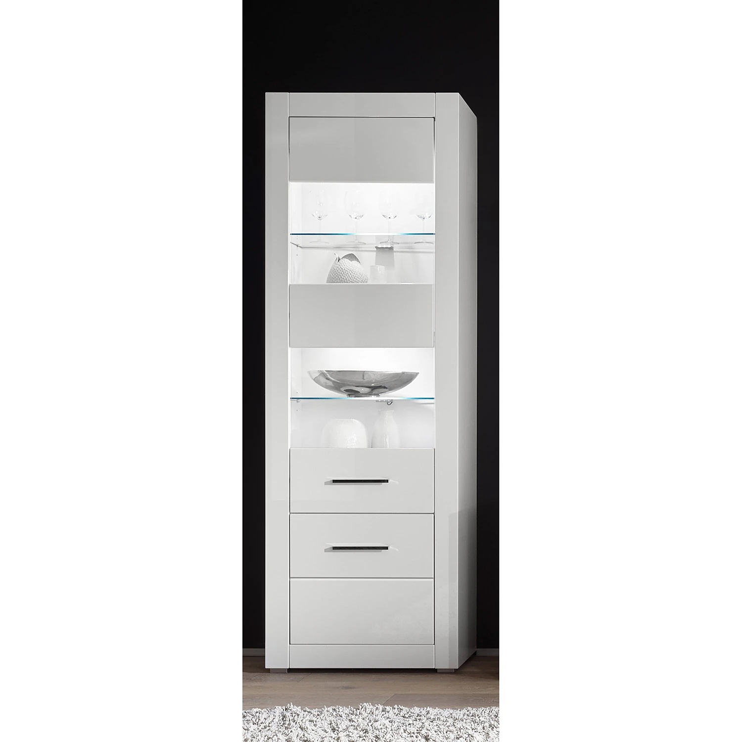 Loftscape Wohnwand Bricktown II (4-teilig) - Hochglanz Weiß / Matt Weiß 4 Loftscape Wohnwand Bricktown II (4-teilig) - Hochglanz Weiß / Matt Weiß – Bild 4