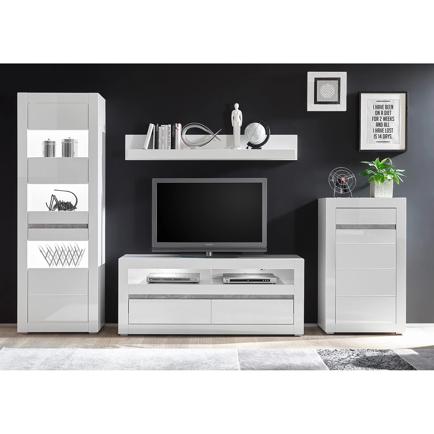 Loftscape Kommode Cape Ann IV - Hochglanz Weiß / Matt Weiß 3 Loftscape Kommode Cape Ann IV - Hochglanz Weiß / Matt Weiß – Bild 3