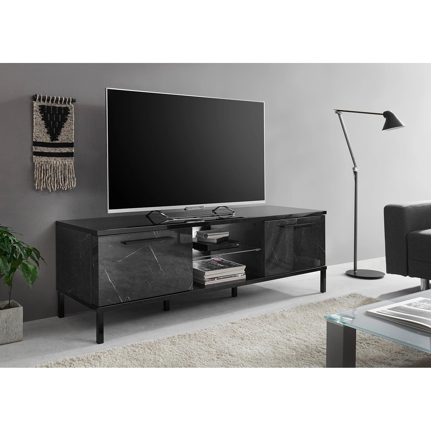 LC Spa TV-Lowboard Mango - Marmor Schwarz Dekor 2 LC Spa TV-Lowboard Mango - Marmor Schwarz Dekor – Bild 2