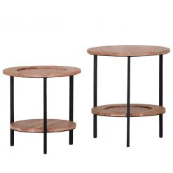 Naturoo Beistelltisch Valenton (2er-Set) - Akazie massiv / Rattan