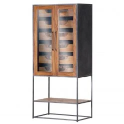 Red Living Barschrank Viessoix - Teak massiv & Akazie massiv / Eisen - Teak / Anthrazit