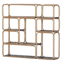 Red Living Wandregal Oissel I - Akazie massiv / Metall - Akazie Schwarz / Gold