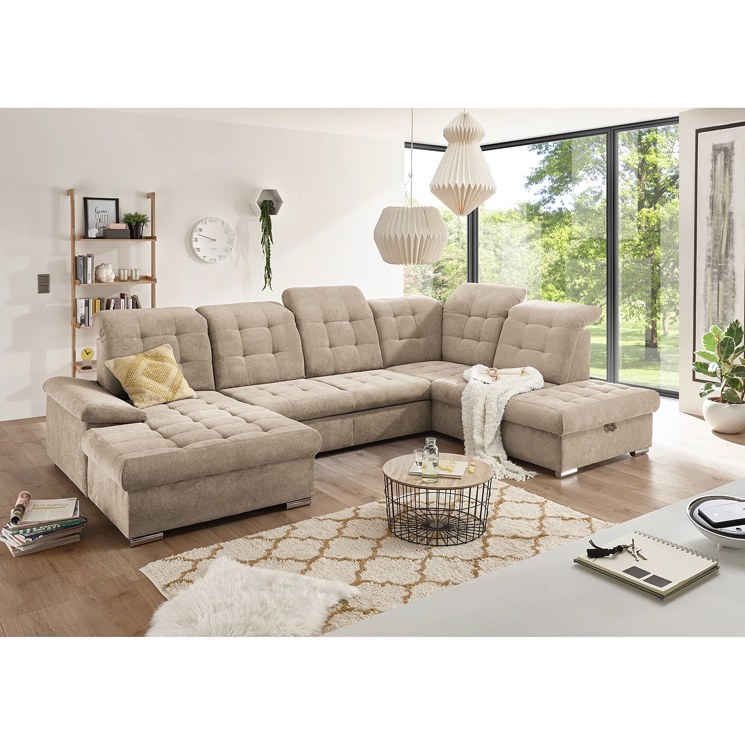 Loftscape Wohnlandschaft Montbel - Microfaser - Microfaser Ranu: Sand - Longchair davorstehend links / Ottomane rechts 2 Loftscape Wohnlandschaft Montbel - Microfaser - Microfaser Ranu: Sand - Longchair davorstehend links / Ottomane rechts – Bild 2