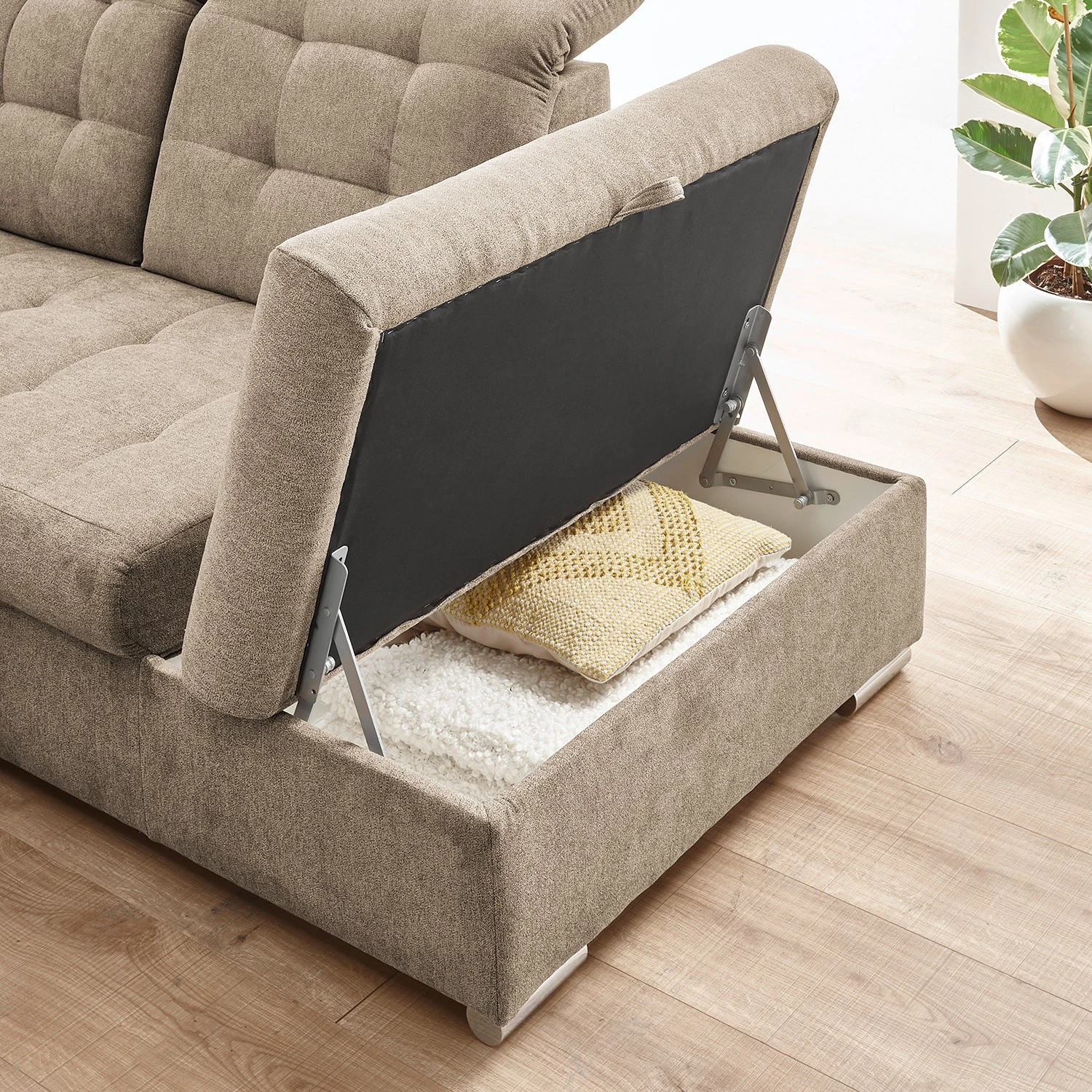 Loftscape Wohnlandschaft Montbel - Microfaser - Microfaser Ranu: Sand - Longchair davorstehend links / Ottomane rechts 6 Loftscape Wohnlandschaft Montbel - Microfaser - Microfaser Ranu: Sand - Longchair davorstehend links / Ottomane rechts – Bild 6