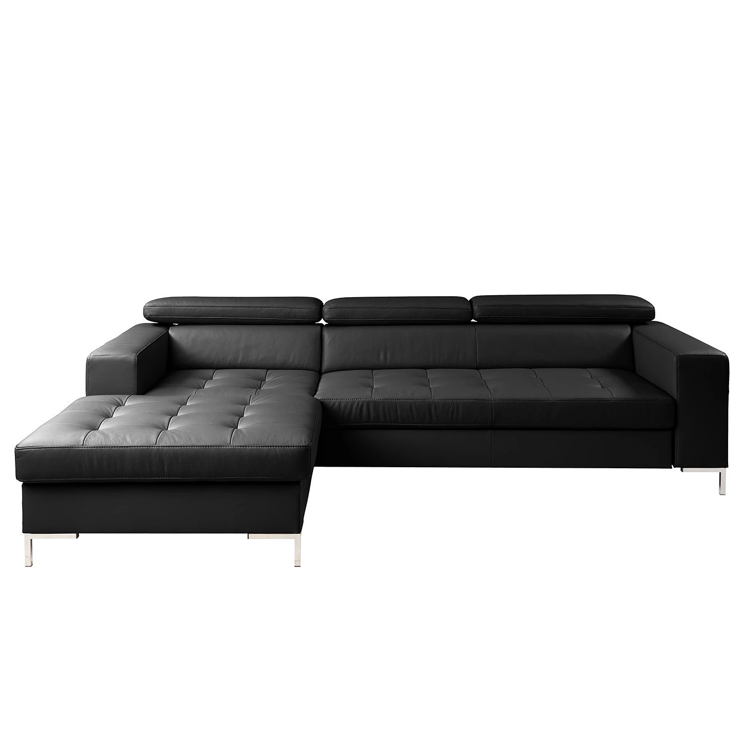 Fredriks Ecksofa Much Dewchurch - Echtleder - Echtleder Mabra: Schwarz - Longchair davorstehend links 1 Fredriks Ecksofa Much Dewchurch - Echtleder - Echtleder Mabra: Schwarz - Longchair davorstehend links