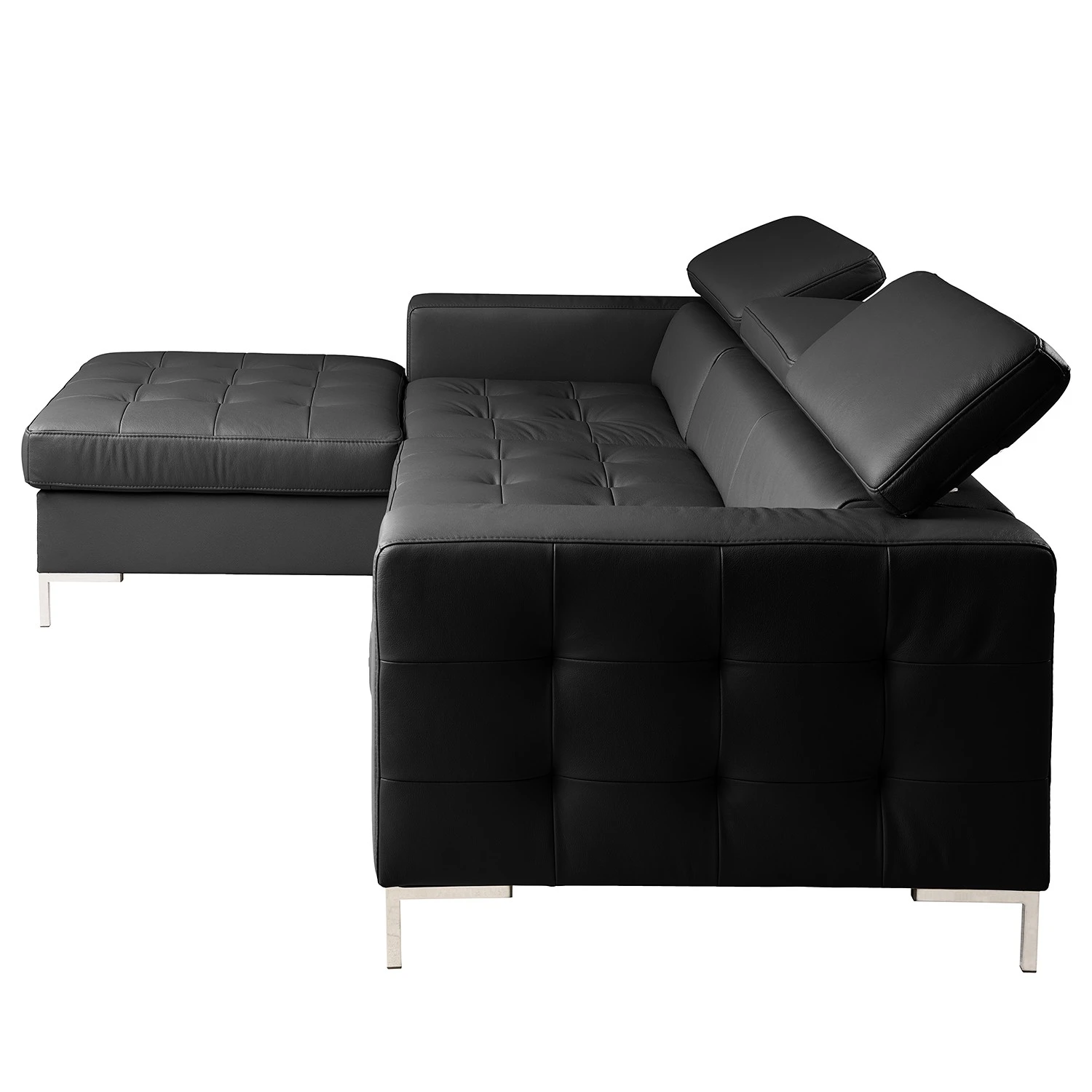 Fredriks Ecksofa Much Dewchurch - Echtleder - Echtleder Mabra: Schwarz - Longchair davorstehend links 4 Fredriks Ecksofa Much Dewchurch - Echtleder - Echtleder Mabra: Schwarz - Longchair davorstehend links – Bild 4