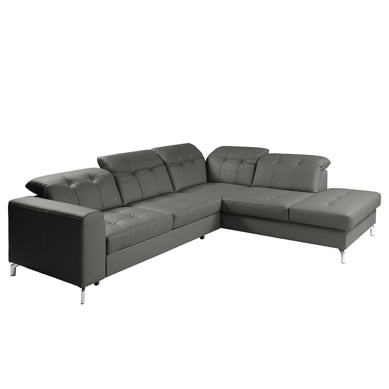 Fredriks Ecksofa White Pine - Echtleder - Echtleder Mabra: Grau - Ottomane davorstehend rechts 1 Fredriks Ecksofa White Pine - Echtleder - Echtleder Mabra: Grau - Ottomane davorstehend rechts