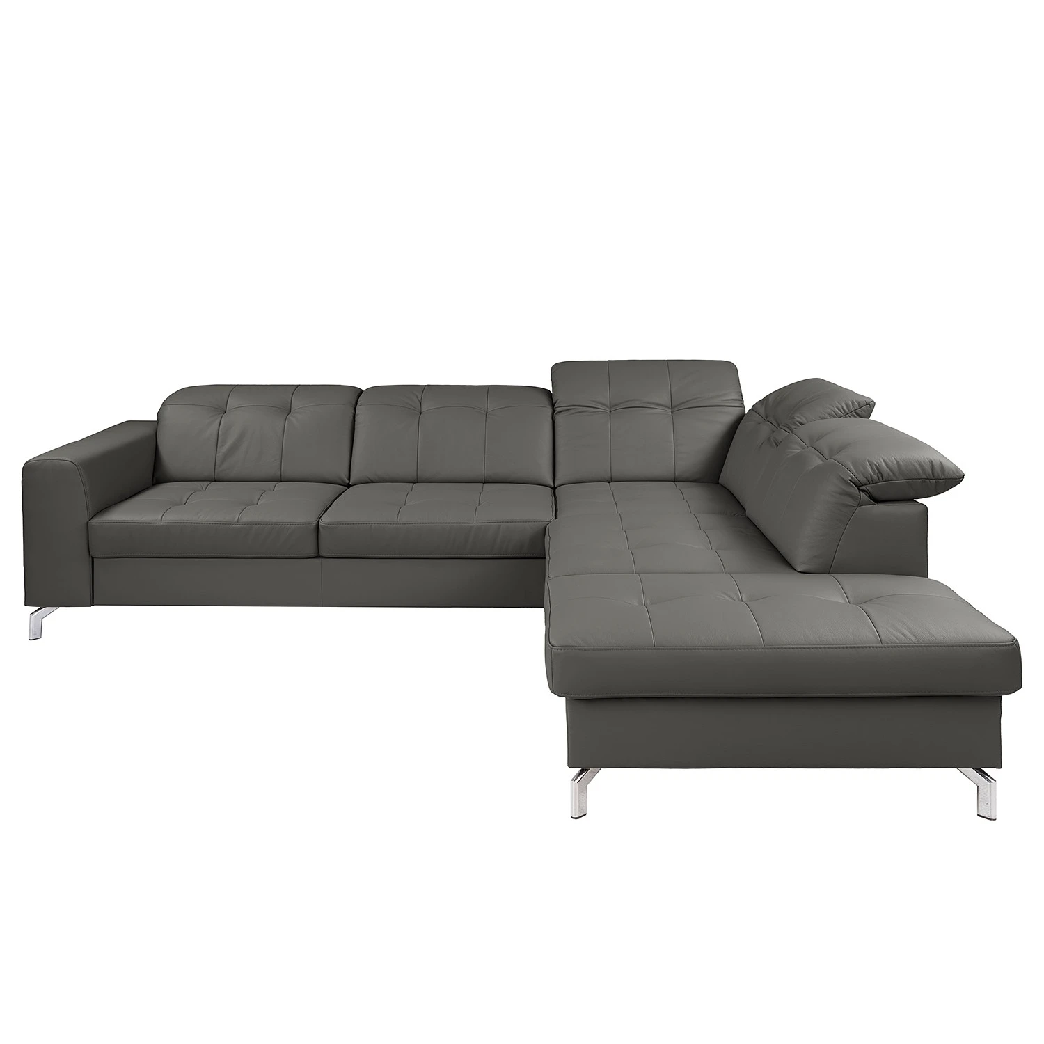 Fredriks Ecksofa White Pine - Echtleder - Echtleder Mabra: Grau - Ottomane davorstehend rechts 2 Fredriks Ecksofa White Pine - Echtleder - Echtleder Mabra: Grau - Ottomane davorstehend rechts – Bild 2