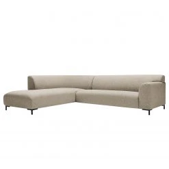 Studio Copenhagen Ecksofa Lussant - Flachgewebe Shina: Beige - Ottomane davorstehend links - Schwarz