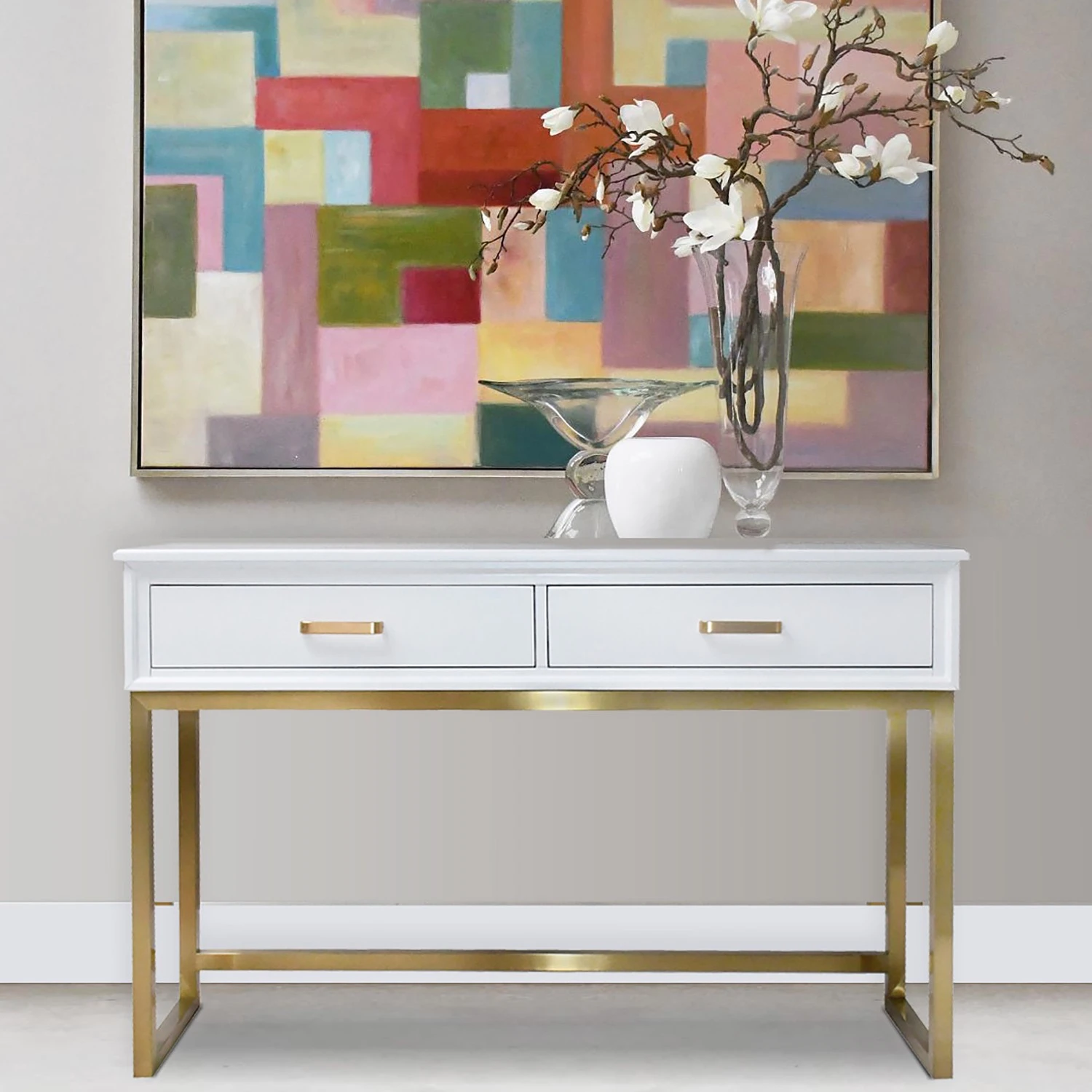 Red Living Konsolentisch Varades - Weiß / Gold 2 Red Living Konsolentisch Varades - Weiß / Gold – Bild 2