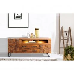 Wolf-Möbel Sideboard Bazac - Inkl. Beleuchtung - Akazie massiv - Akazie / Dunkelgrau -Wohnzimmermöbel boutique en ligne 1000243213 210727 10014300009 MOOD DETAILS P000000001000243213 mood