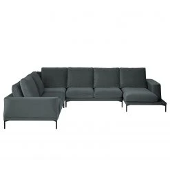 Fredriks Wohnlandschaft Grossa - Samt - Samt Vaia: Dunkelgrau - Longchair davorstehend rechts / Ottomane links -Wohnzimmermöbel boutique en ligne 1000243317 210330 18223201167 DETAILS P000000001000243317