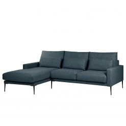 Fredriks Ecksofa Garlin - Webstoff - Webstoff Sogol: Dunkelblau - Longchair davorstehend links