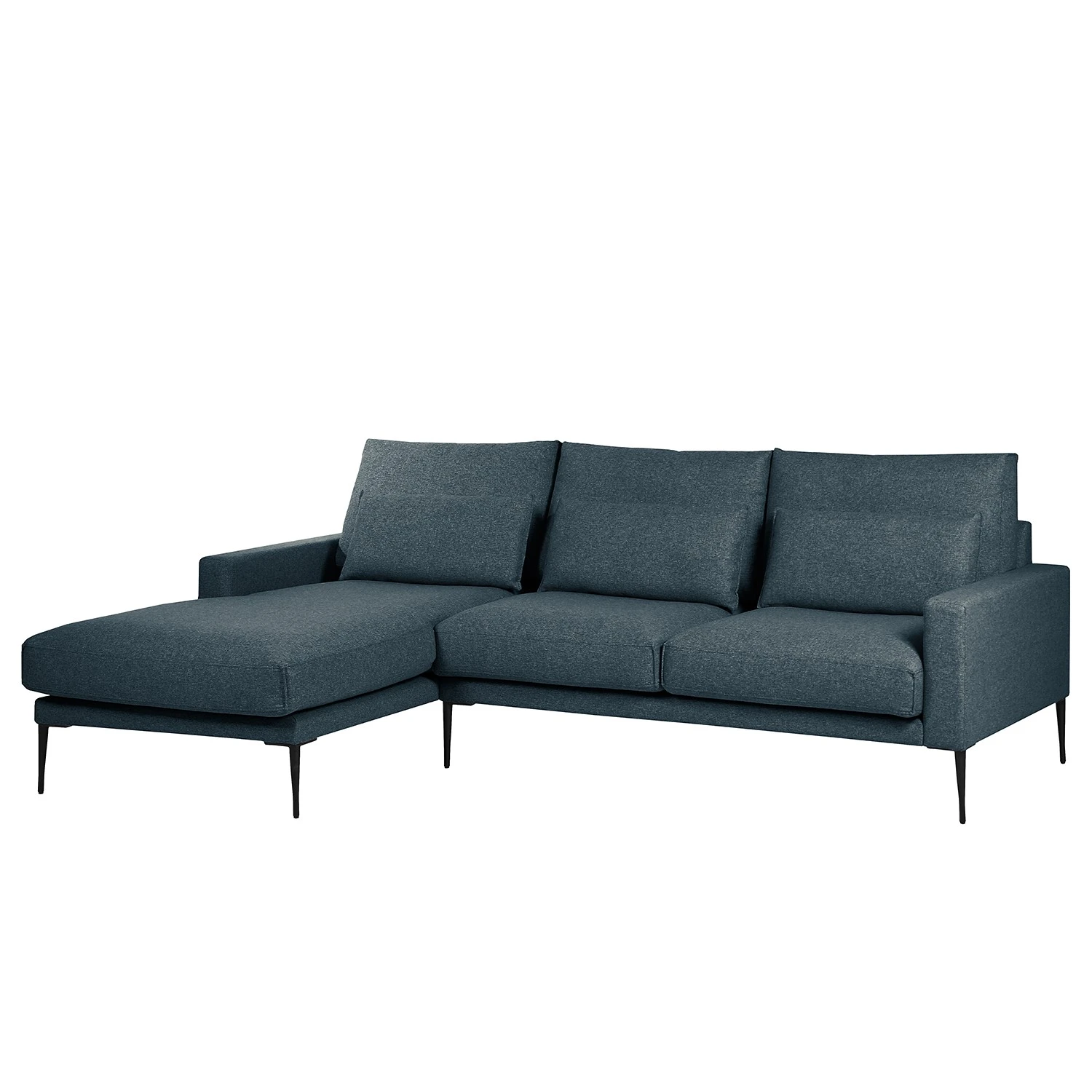 Fredriks Ecksofa Garlin - Webstoff - Webstoff Sogol: Dunkelblau - Longchair davorstehend links 1 Fredriks Ecksofa Garlin - Webstoff - Webstoff Sogol: Dunkelblau - Longchair davorstehend links