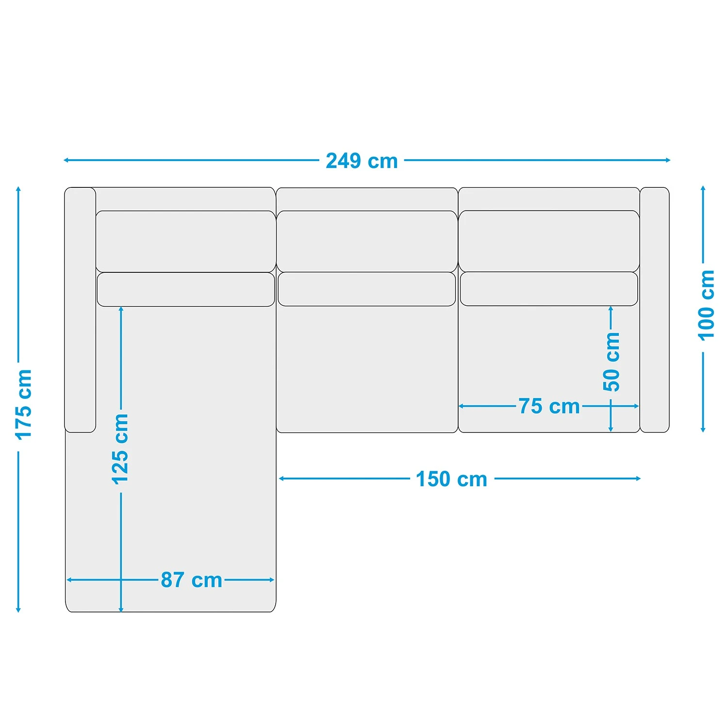 Fredriks Ecksofa Garlin - Webstoff - Webstoff Sogol: Dunkelblau - Longchair davorstehend links 11 Fredriks Ecksofa Garlin - Webstoff - Webstoff Sogol: Dunkelblau - Longchair davorstehend links – Bild 11