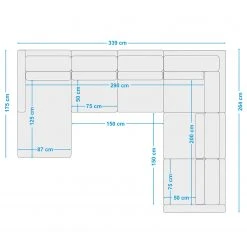 Fredriks Wohnlandschaft Garlin - Webstoff - Webstoff Sogol: Grau - Longchair davorstehend links / Ottomane rechts -Wohnzimmermöbel boutique en ligne 1000243339 210330 18225601442 SKETCH DETAILS P000000001000243339 sketch
