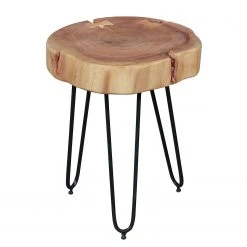 Naturoo Beistelltisch Loudet - Akazie massiv / Metall - Akazie / Schwarz