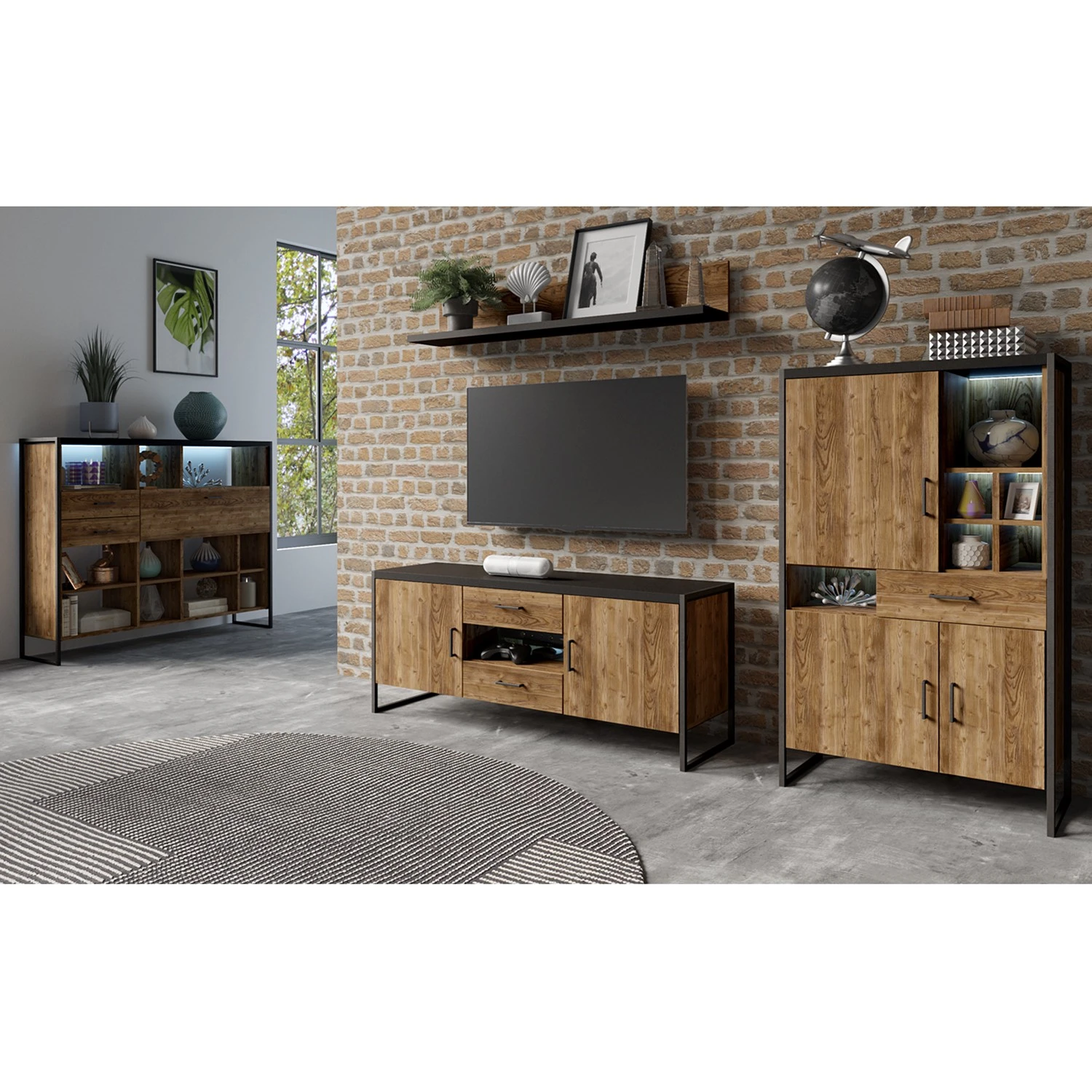 Red Living Regal Turriers III - Fichte Dekor / Matt Schwarz 3 Red Living Regal Turriers III - Fichte Dekor / Matt Schwarz – Bild 3