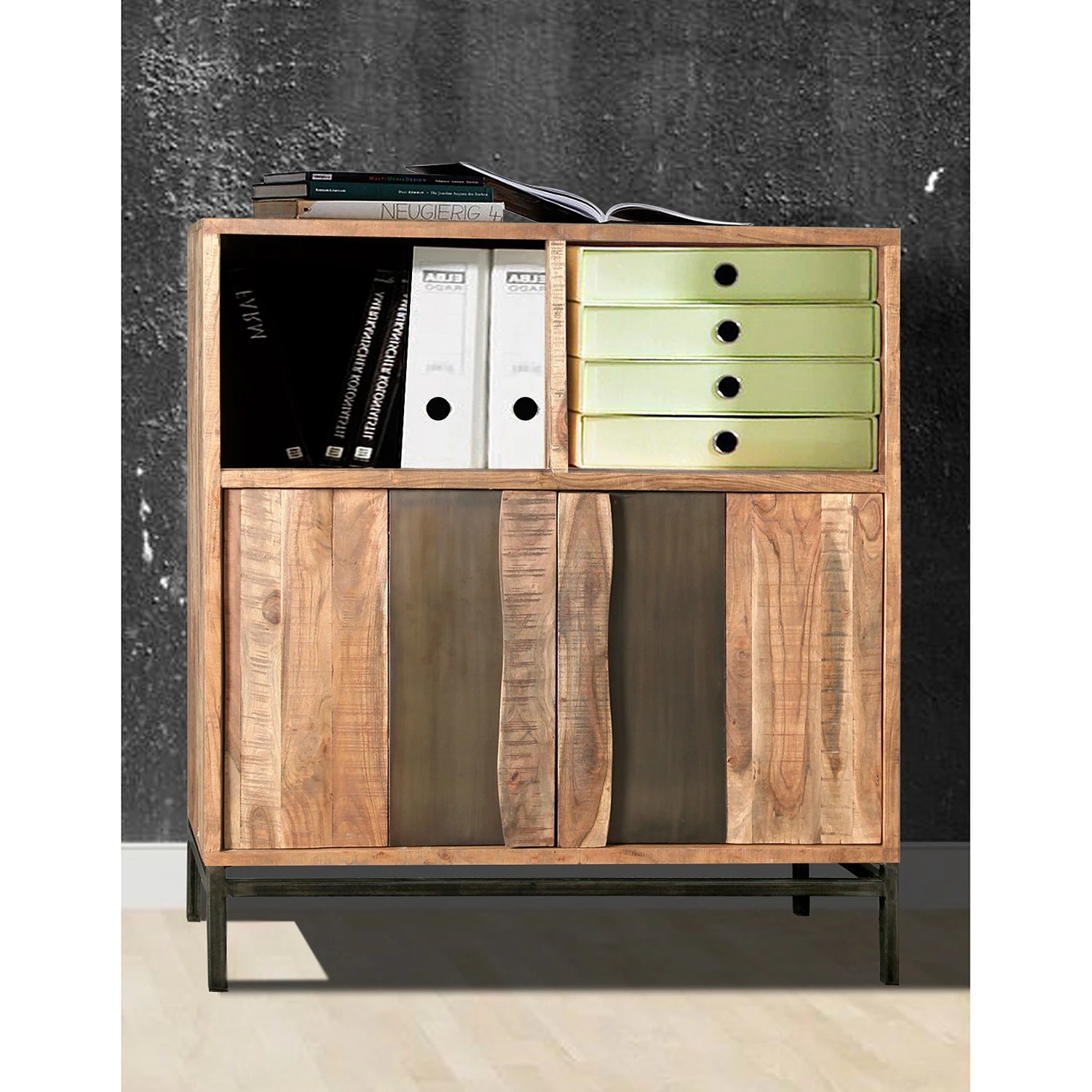 Ars manufacti Büroschrank Domme - Akazie massiv / Eisen - Akazie / Anthrazit 8 Ars manufacti Büroschrank Domme - Akazie massiv / Eisen - Akazie / Anthrazit – Bild 8