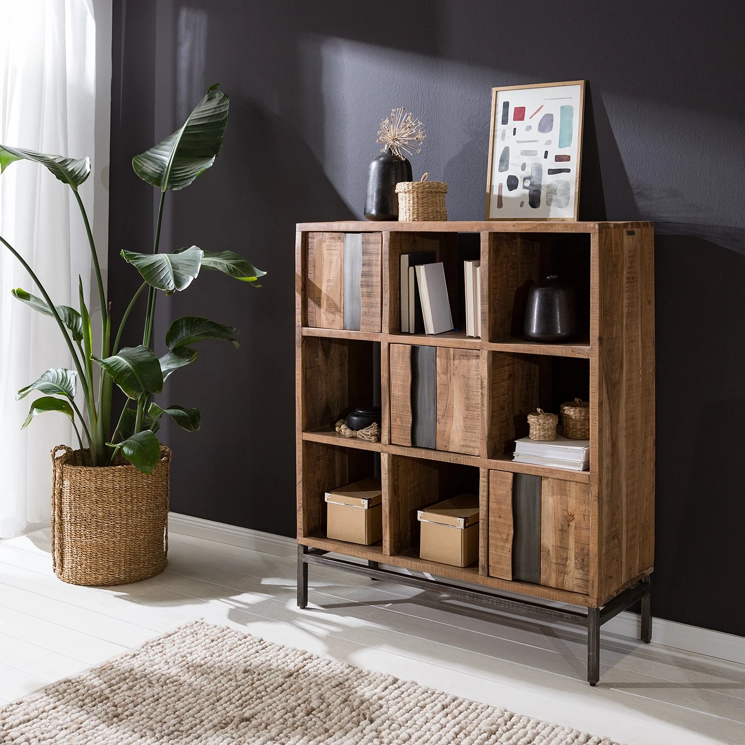 Ars manufacti Büroregal Domme II - Akazie massiv / Eisen - Akazie / Anthrazit 2 Ars manufacti Büroregal Domme II - Akazie massiv / Eisen - Akazie / Anthrazit – Bild 2