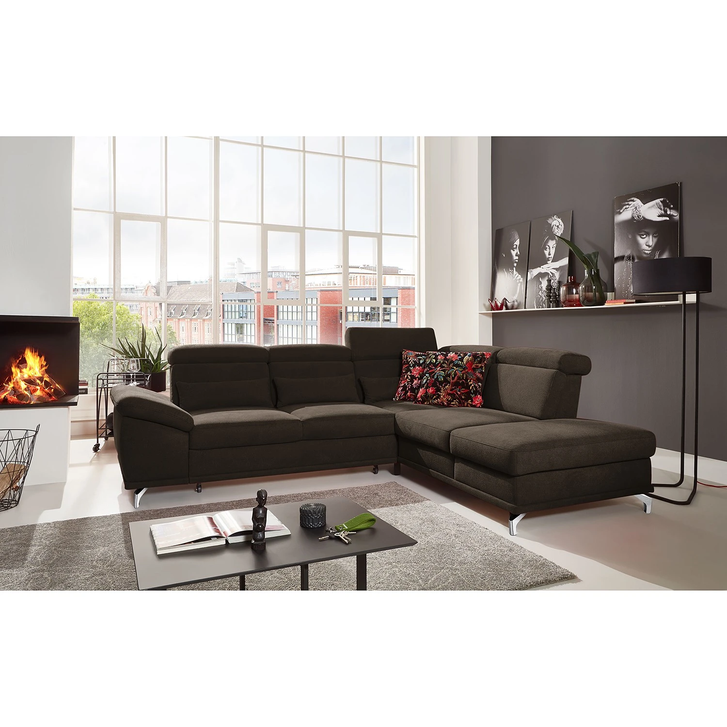 Loftscape Ecksofa Tamaris II - Webstoff - Webstoff Palila: Espresso - Ecke davorstehend rechts - Mit Schlaffunktion 2 Loftscape Ecksofa Tamaris II - Webstoff - Webstoff Palila: Espresso - Ecke davorstehend rechts - Mit Schlaffunktion – Bild 2
