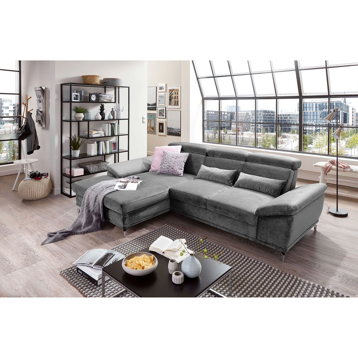 Loftscape Ecksofa Tamaris I - Cord - Cordstoff Inbal: Grau - Longchair davorstehend links - Mit Schlaffunktion 2 Loftscape Ecksofa Tamaris I - Cord - Cordstoff Inbal: Grau - Longchair davorstehend links - Mit Schlaffunktion – Bild 2