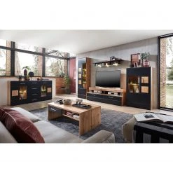 Loftscape Sideboard Belloc - Inkl. Beleuchtung - Matt Schwarz / Eiche Dekor -Wohnzimmermöbel boutique en ligne 1000249570 211001 140739000021 MOOD DETAILS P000000001000249570 mood